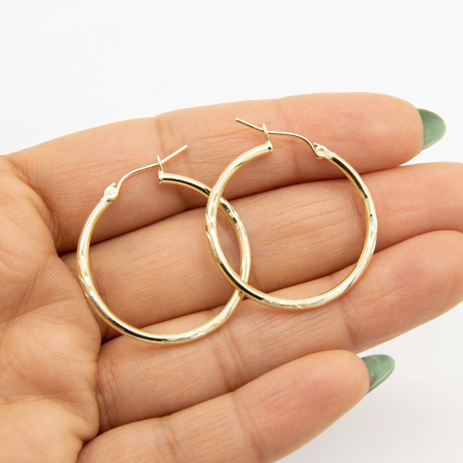Geometric Hoop Earrings 14K Yellow Gold 30mm