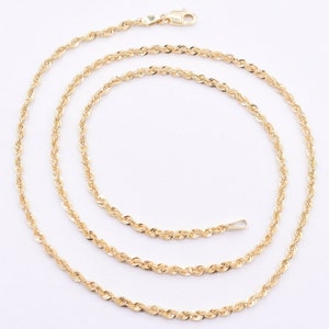 Collar de cadena trenzada de 2,5 mm en oro amarillo auténtico de 10 quilates TODOS LOS TAMAÑOS
