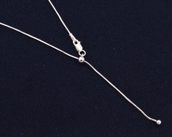 0.90mm Adjustable Snake Chain Necklace REAL Sterling Silver Up To 24" ITALIAN