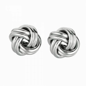 1/2" Polished Double Row Love Knot Stud Earrings 925 Sterling Silver