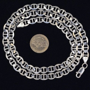 6mm= 1/4&quot; Mens Solid Mariner Link Chain Necklace Real 925 Sterling Silver Italy