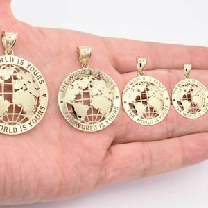 Earth Global The World is Yours Charm Pendant Real Solid 10K Yellow Gold