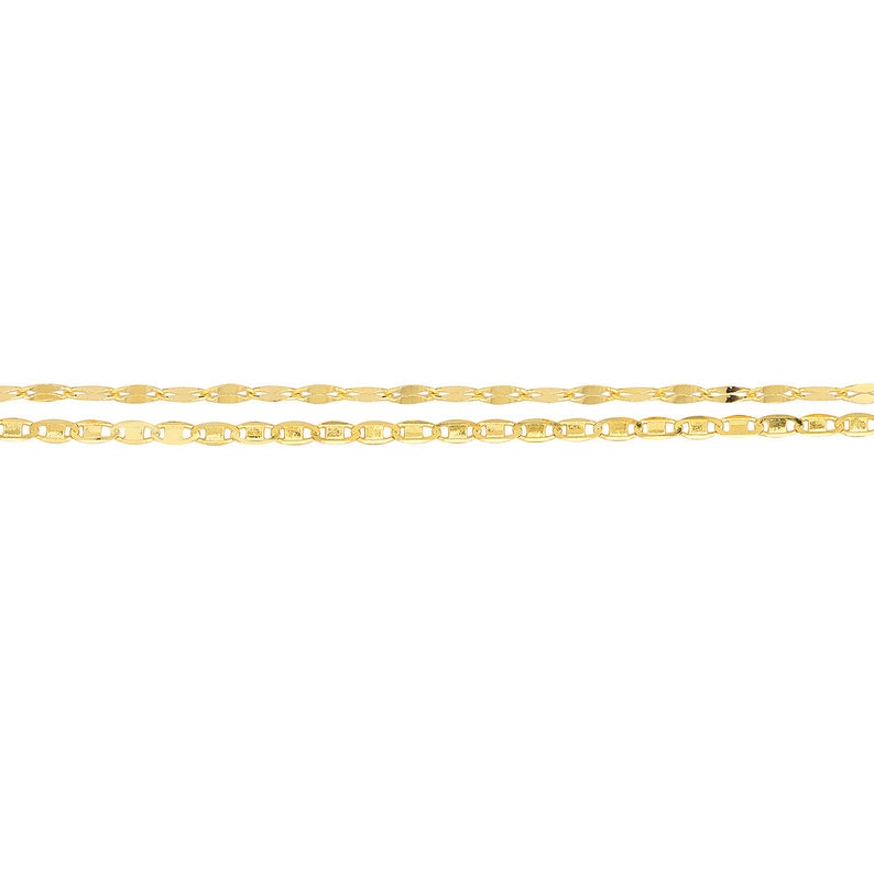 1.6mm Valentino and Hammered Forzentina Chain Bracelet Real 14K Yellow Gold 7 1/2" image 2