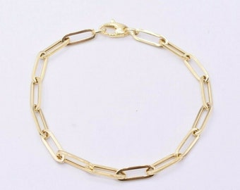 Bracciale a maglie con graffetta da 4,5 mm in vero oro giallo 10K TUTTE LE TAGLIE