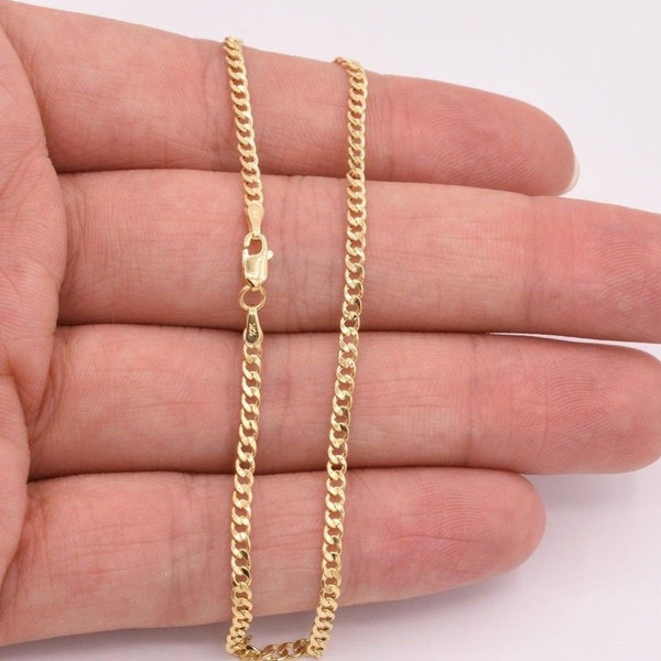 2.5mm Miami Curb Cuban Chain Ankle Anklet Real 10K ALL Yellow Gold 10"