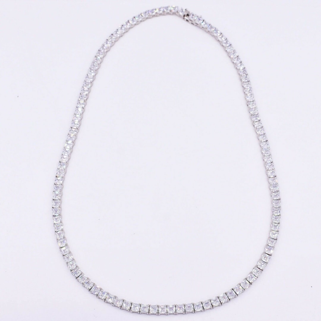 Tennis Chain Necklace-4mm （white gold） 14 inch Tennis Necklace 18K White Gold Plated | 4.0mm Round