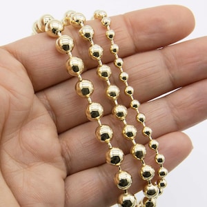 Shiny Bead Ball Chain Necklace Real 10K Yellow Gold All Sizes