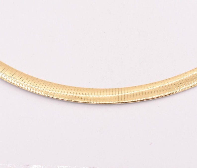 6mm Italian Reversible Omega Chain Necklace 14K Yellow Gold Clad Silver 925 image 5