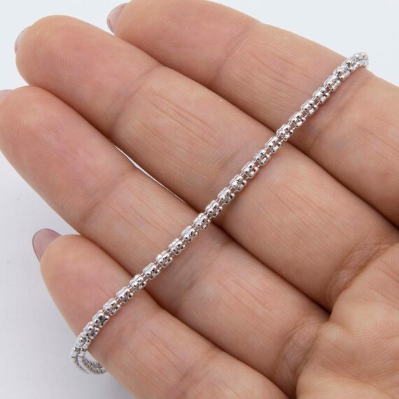 【美品】oeau diamond cut chain / bracelet 2.5mm Diamond Cut Iced Chain Link Bracelet Real 14K White Gold 8