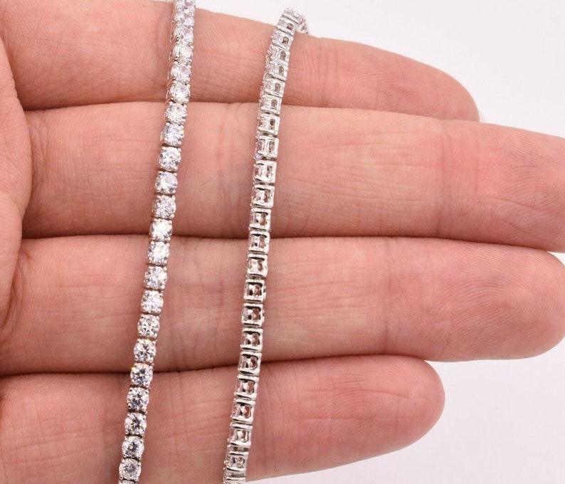 3mm Round Cut CZ Tennis Chain Necklace Real Solid Sterling Etsy
