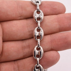14K Yellow Gold Men's Puffed Mariner Anchor Link Chain Bracelet – 11mm Real Solid Gold