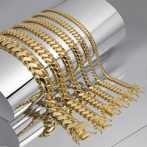 Pulsera de eslabones cubanos de Miami de oro amarillo macizo de 10 quilates, auténtica de 10 quilates, todos los tamaños