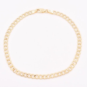 4.5mm Men&#39;s Hollow Cuban Curb Link Bracelet Real 10K Yellow Gold 8.5&quot;