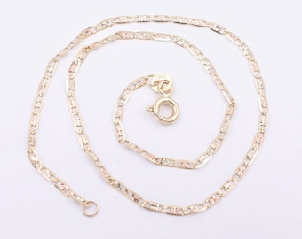 Cavigliera Valentino Mariner con trama tricolore da 1,5 mm, in vero oro tricolore 10K, 10"