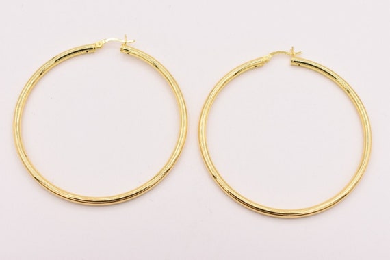 Orecchini A Cerchio Tubo 3mm In Placcato Oro - 60mm - Foto 4