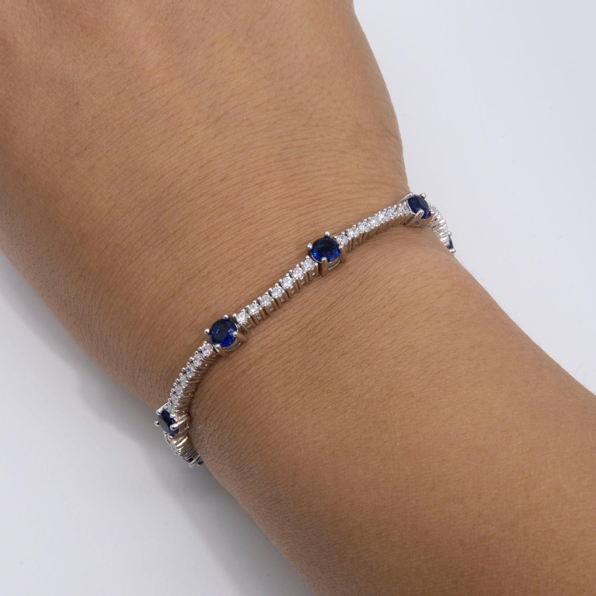 7 Zoll Klar Glänzend Geschnitten Rund CZ Tennisarmband ECHT 925