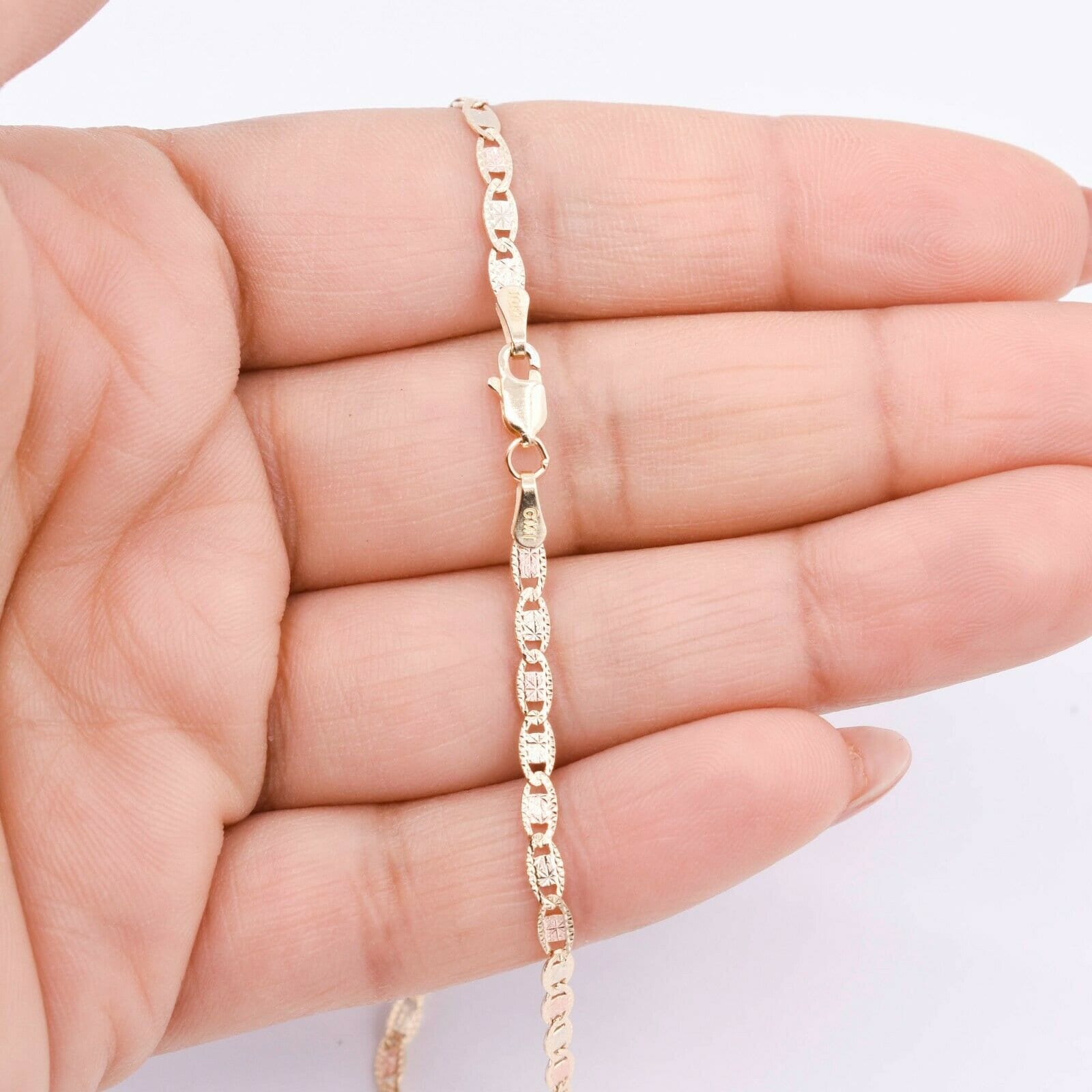 10K トライカラー ゴールド バレンチノ マリナー アンカー チェーン ネックレス 約2.5mm 約56cm ネックレス ブレスレット JOERODEO