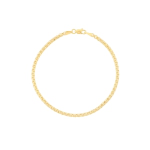 2.6mm Solid Round Box Chain Bracelet Real 14K Yellow Gold 7 1/4&quot;