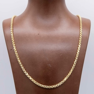 4mm Round Box Link Chain Necklace Real 10K Yellow Gold All Sizes