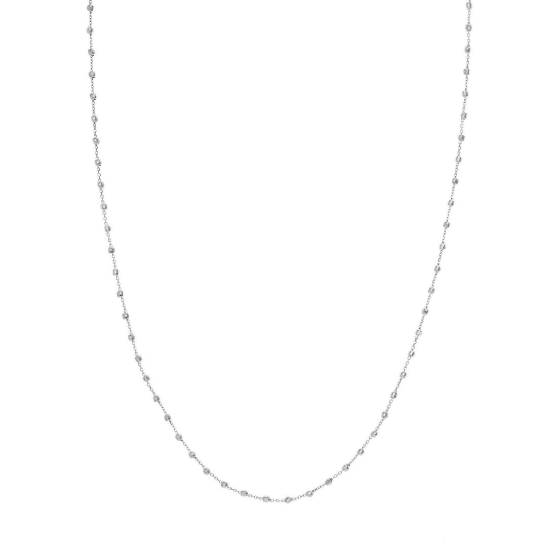 Collana con catena a perline taglio diamante da 2,5 mm in vero oro bianco 14K - Italia