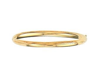 5mm All Shiny Plain Comfort Fit Bangle Bracelet Real 14K Yellow Gold 7" 8"