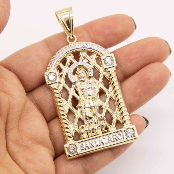 3 CZ Diamond-cut Saint Lazarus Pendant 