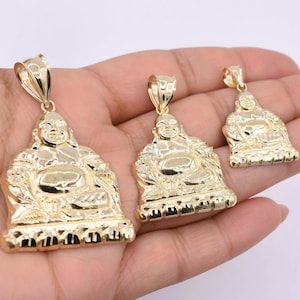 Happy Buddha Anhänger Charm Echt 10K Gelbgold ALLE GRÖSSEN