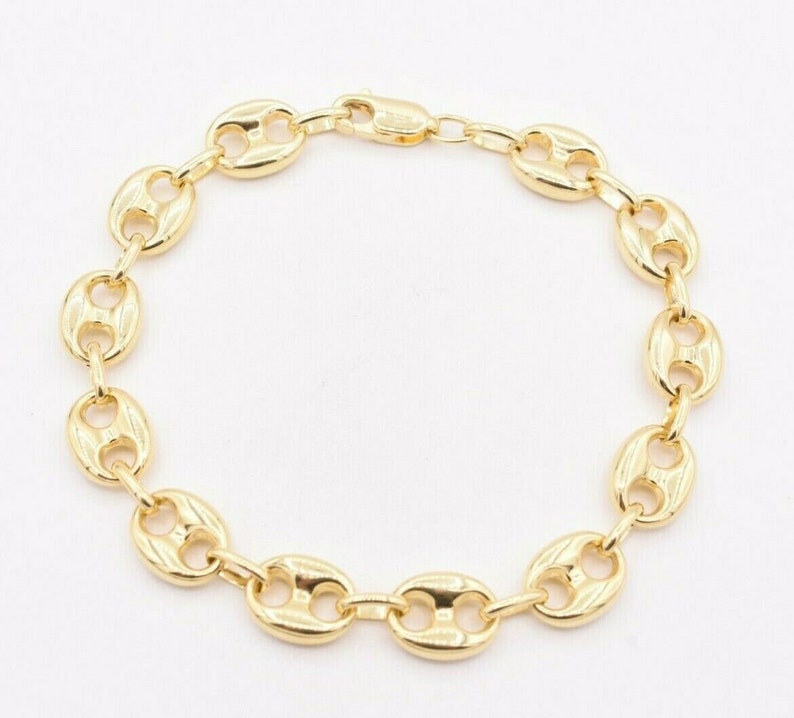 10mm Puffed Mariner Anchor Link Chain Bracelet Real 10K Yellow Etsy