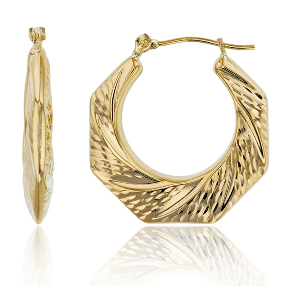 Gold octagon hoop earrings store