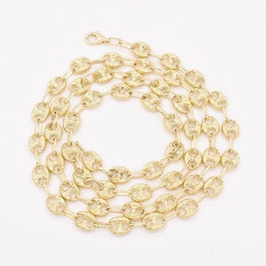 7.5mm Puffed Mariner Nugget Textured Chain Necklace Real 10K Yellow Gold