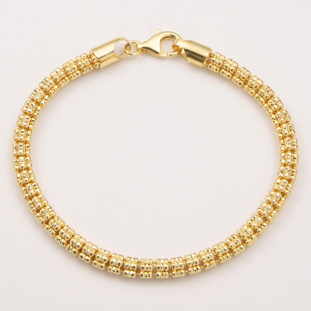 5mm Ice Link Chain Bracelet 14K Yellow Gold-plated Silver 925 Italy All ...