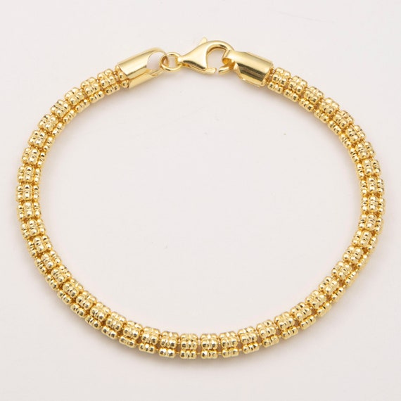 5mm Ice Link Chain Bracelet 14K Yellow Gold-plated Silver  display picture 1