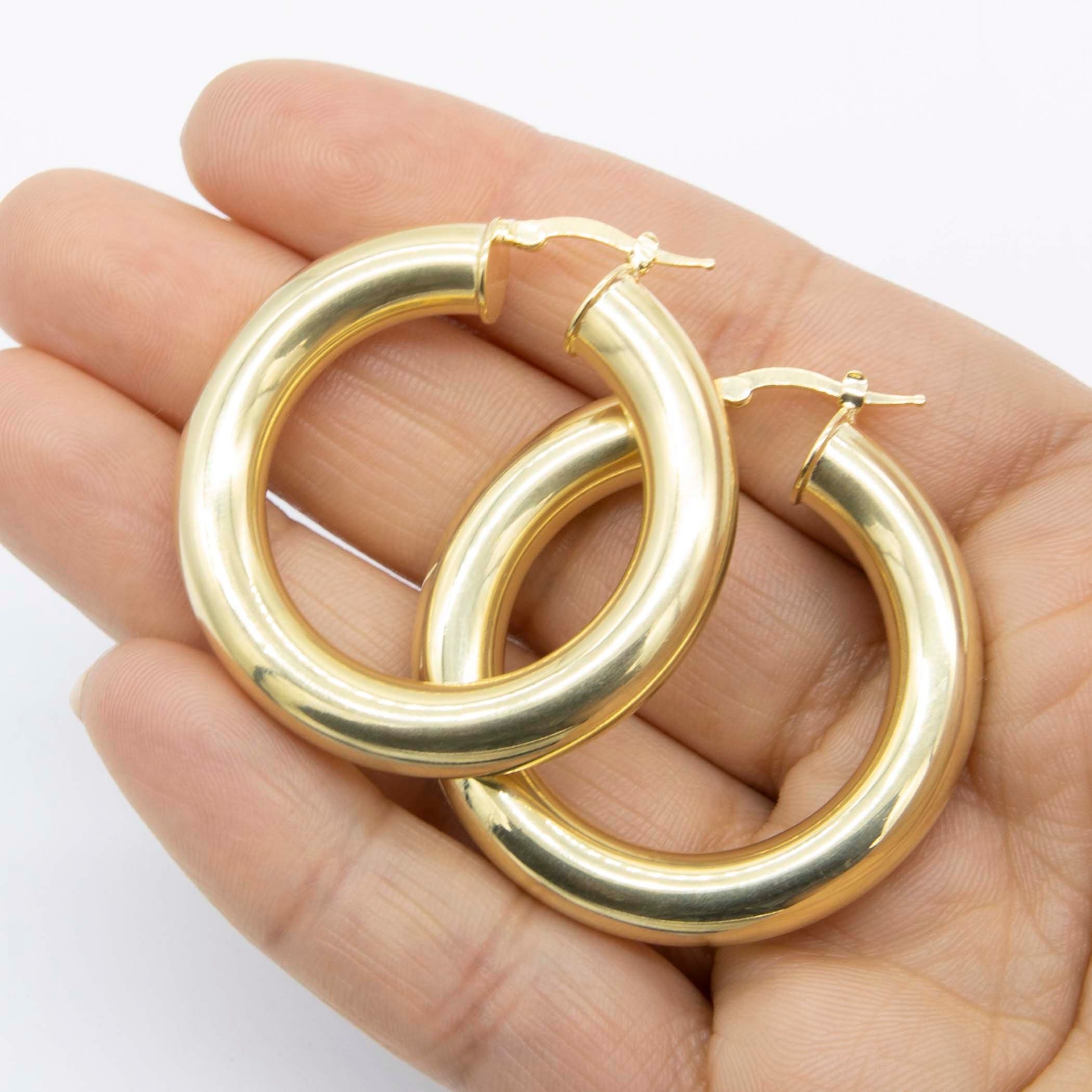 Creolen 2mm X 35mm Vergoldet Schlichte Creolen 2 Mm X 35 Mm – 14K Gelbgold Vergoldet Auf 925 Sterling Silber, Italienische Qualität Ohrringe Gold Hängend