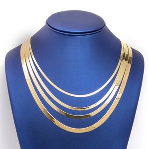 14K Solid Gold Herringbone Necklace Chain Yellow Gold  High Polished All Sizes