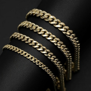10K Yellow Gold Real All Shiny Miami Cuban Link Chain Anklet All Sizes