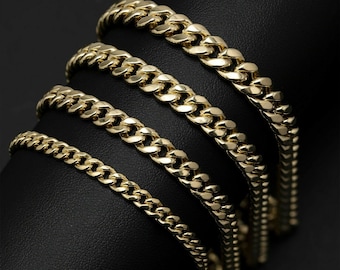 All Shiny Miami Cuban Link Chain Anklet Real 10K Yellow Gold All Sizes