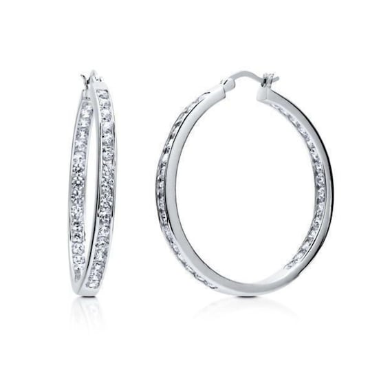 Orecchini a cerchio rotondi in argento sterling da 4 mm, taglio