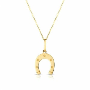 18&quot; Polished Horseshoe Necklace Real 14K Yellow Gold 1.6gr