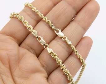 Textured Twisted Rope Anklet with Lobster Lock Real 10K Yellow Gold All Sizes