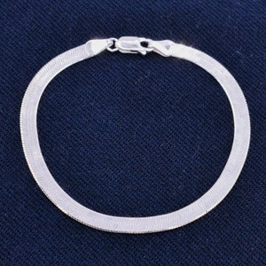 4.3mm Flexible Herringbone Chain Bracelet Real Solid Sterling Silver 925 Italy