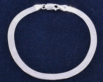 Bracciale A Spina Di Pesce In Argento 925 Massiccio: 3 Mm, Lunghezza 20,3 Cm, Chiusura Moschettone. Unisex, Ipoallergenico - 2