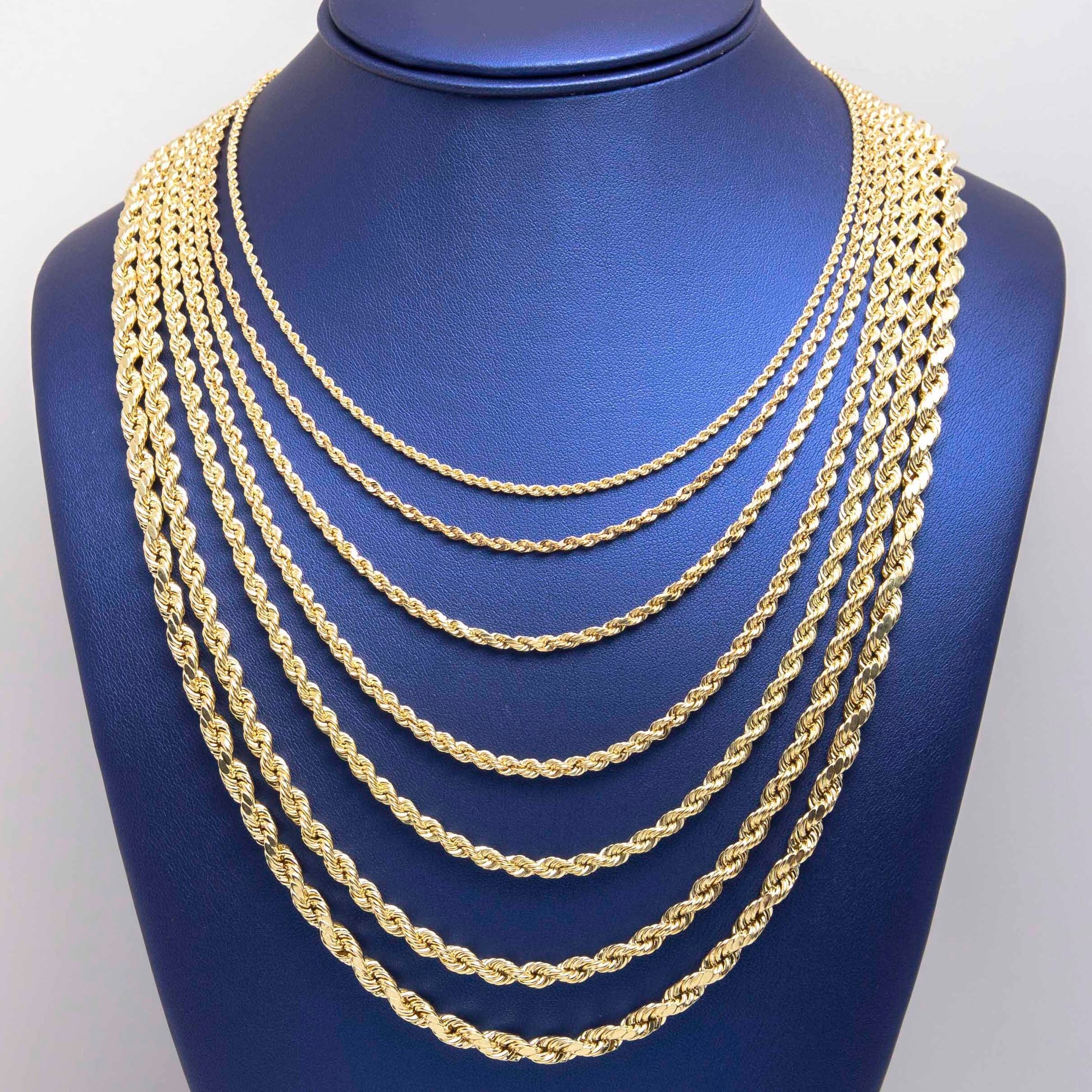 10K Yellow Solid Diamond Cut Rope Chain | LoveBling 4mm / 22 / Yes