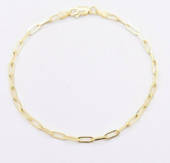 Paperclip Chain Bracelet Italy 14k Gold Plated Sterling Silver