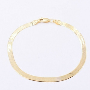 3.7mm High Polish Herringbone Bracelet Solid Real 10K Yellow Gold 7&quot;