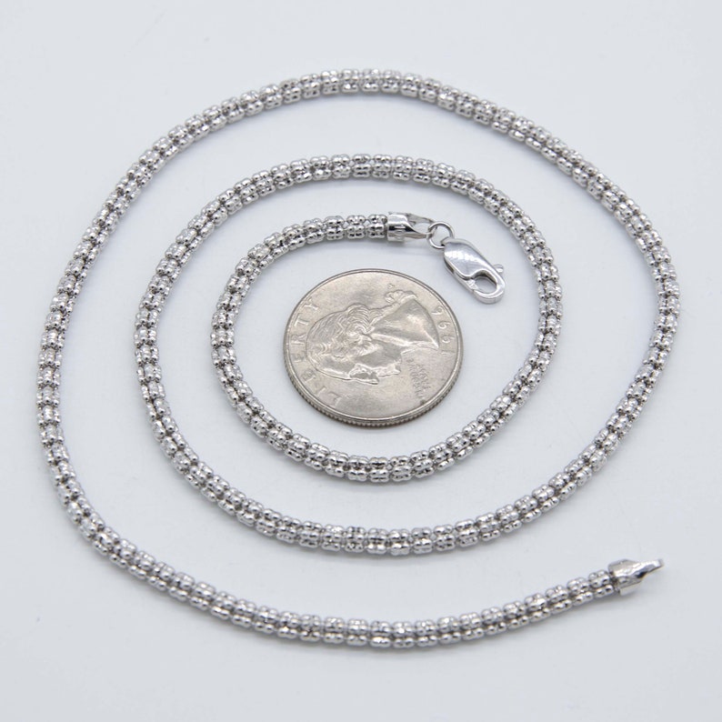 3.3mm Diamond Cut Ice Chain Link Chain Necklace Real 10K White Gold All Sizes image 3