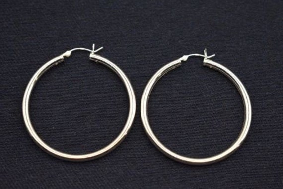 Amazon.com: Big .925 Sterling Silver Round Circle Hoop Earrings 45mm 1.75