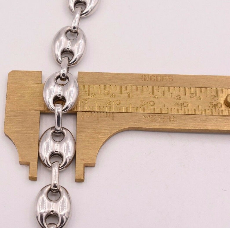 Goldum NYC 8mm Puffed Anchor Mariner Link Chain Necklace – 14K White Gold-Plated Sterling Silver (925)