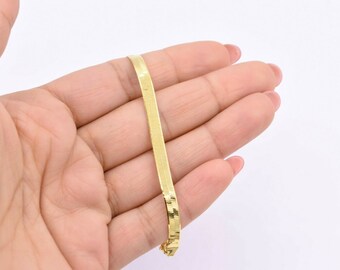 Bracciale piatto a spina di pesce flessibile 3.5mm in argento Sterling