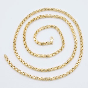 4mm Round Box Link Chain Necklace Real 10K Yellow Gold All Sizes - Etsy