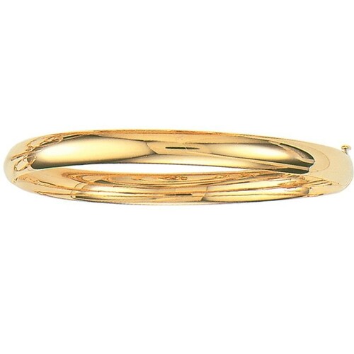 8mm Comfort Fit Real 14k Yellow Gold Bangle Bracelet – Plain Shiny Finish (7 Or 8 Inch)